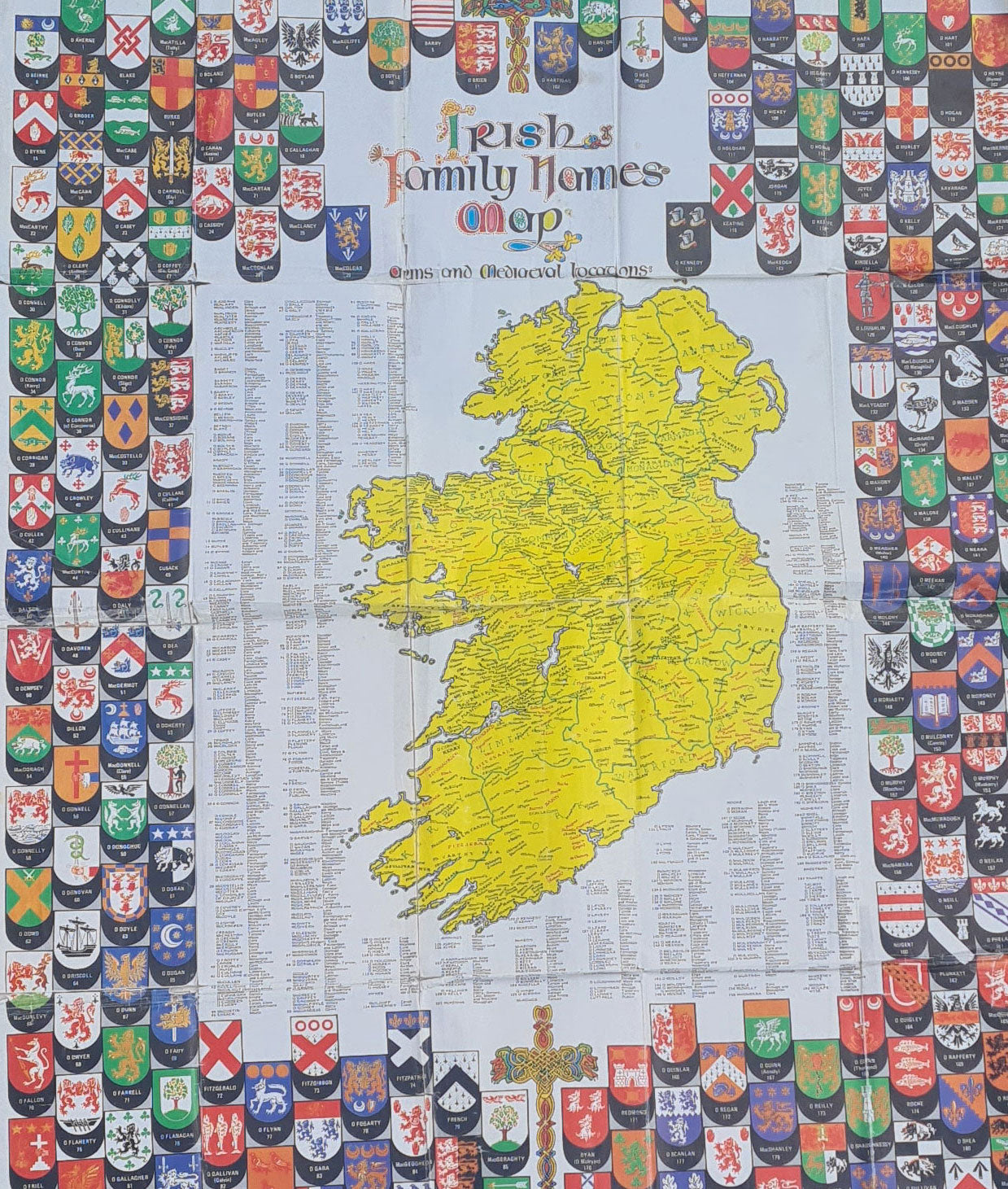 Old Irish Family Heraldry Map