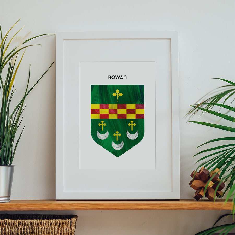 Rowan Family Crest Celtic Clans Contemporary Coat of Arms